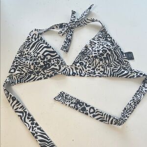 Catalina Large Black White Animal Print Patterned Bikini Swimsuit Top